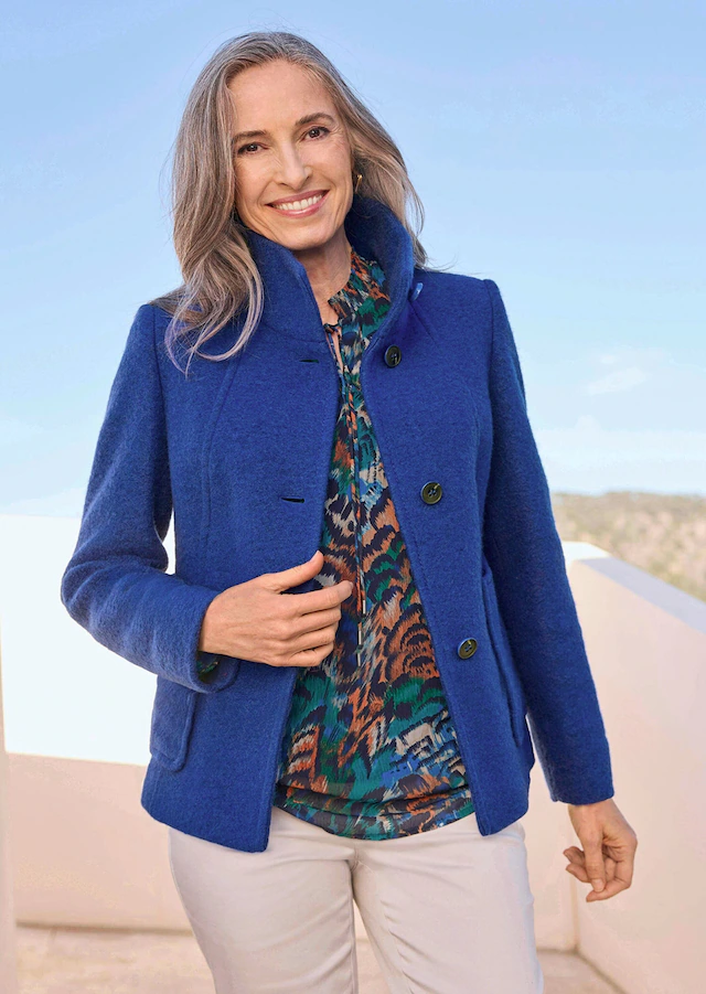 GOLDNER Wolljacke »Kurzgröße Elegante Kurzjacke mit Stehkragen« Stehkragen