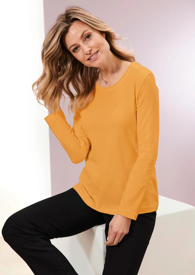 GOLDNER Longpullover »T-Shirt mit Rundhals« Ohne