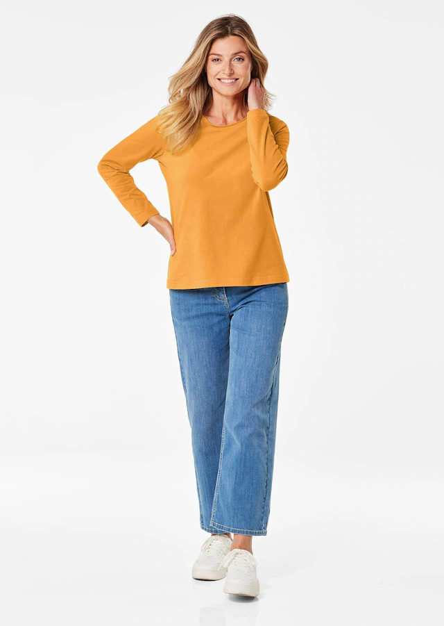GOLDNER Longpullover »T-Shirt mit Rundhals« Ohne