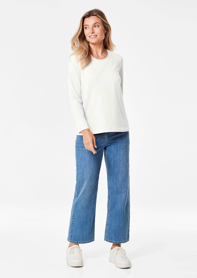 GOLDNER Longpullover »T-Shirt mit Rundhals« Ohne