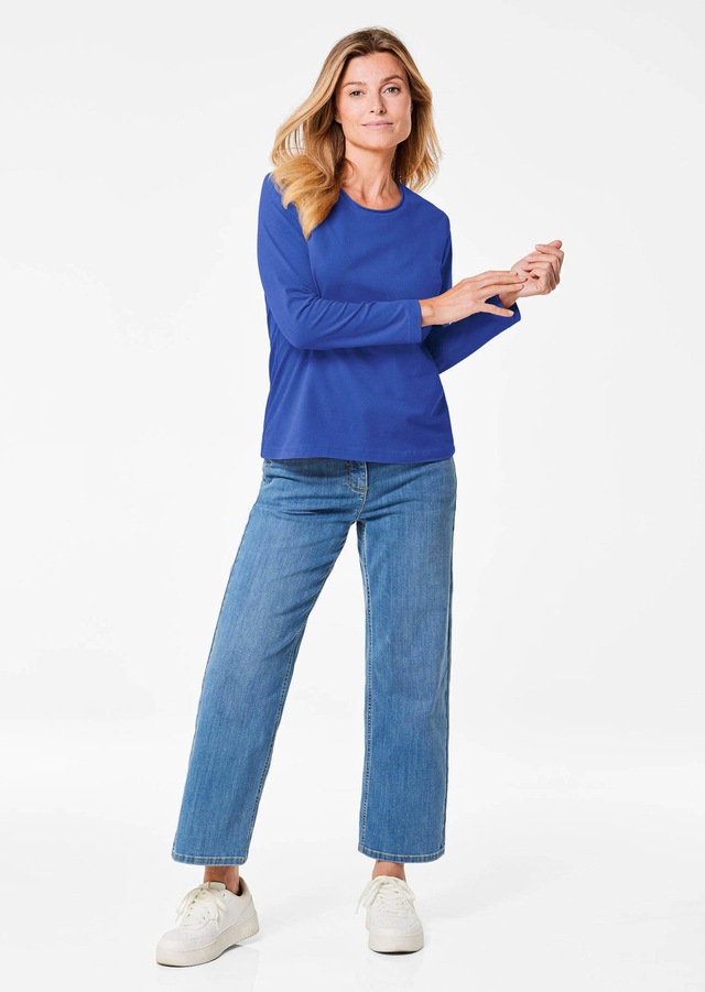 GOLDNER Longpullover »T-Shirt mit Rundhals« Ohne