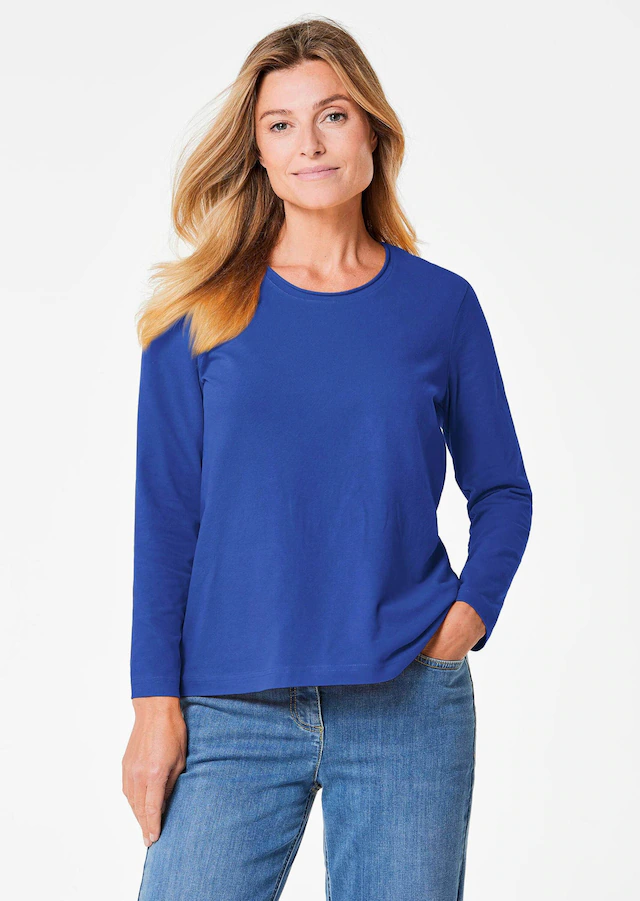 GOLDNER Longpullover »T-Shirt mit Rundhals« Ohne