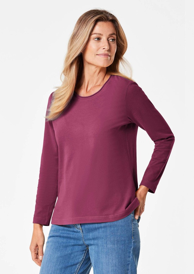 GOLDNER Longpullover »T-Shirt mit Rundhals« Ohne