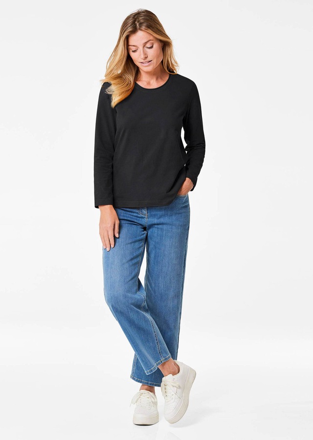 GOLDNER Longpullover »T-Shirt mit Rundhals« Ohne