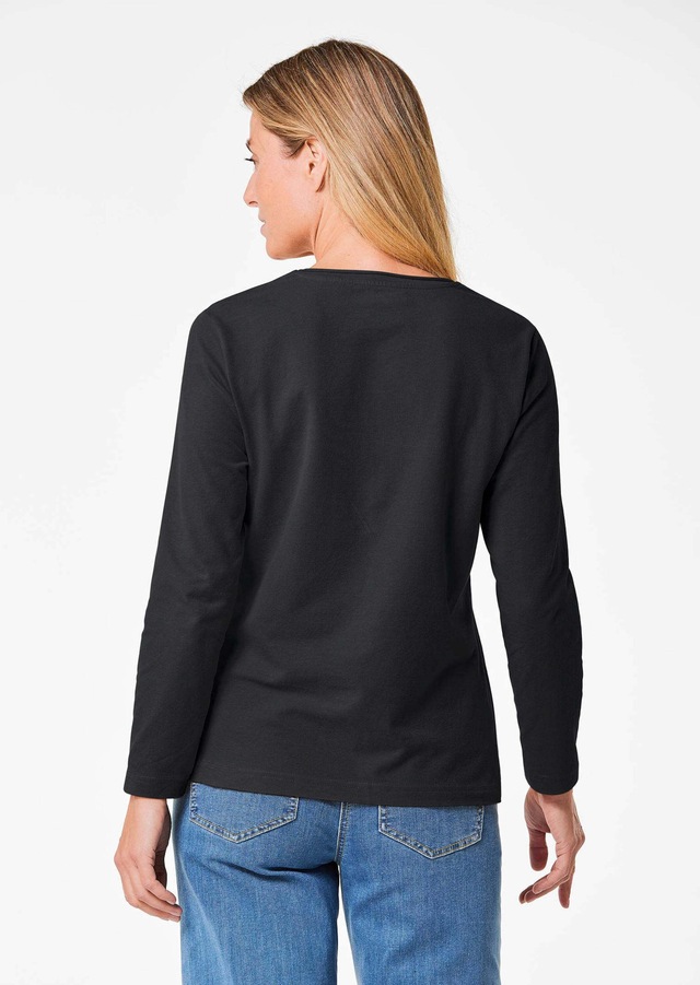 GOLDNER Longpullover »T-Shirt mit Rundhals« Ohne