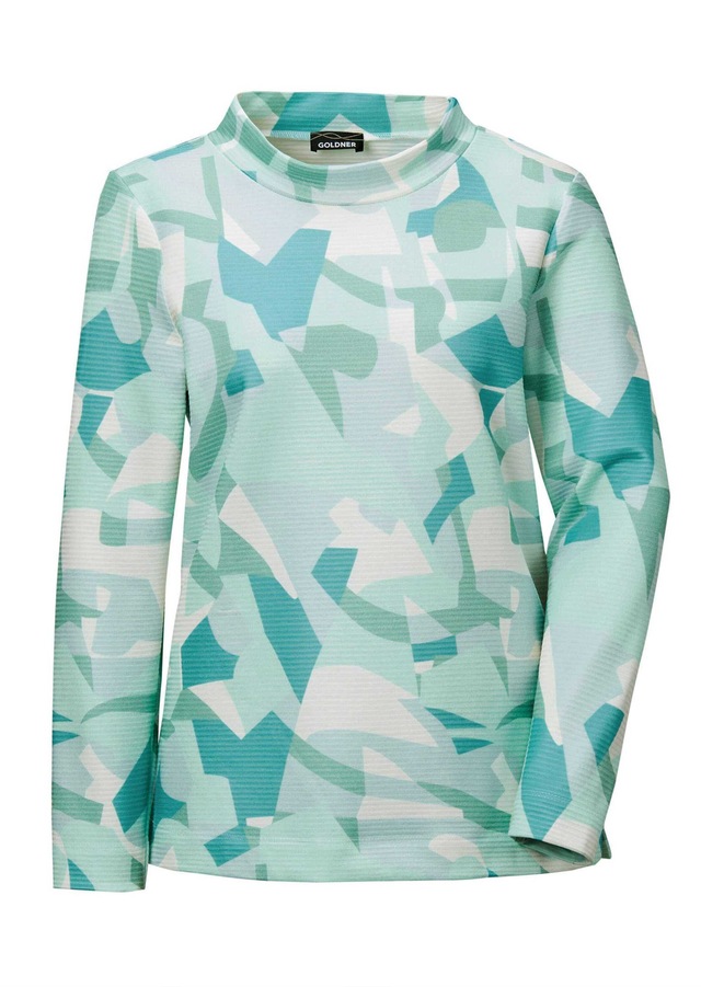GOLDNER Kurzarmshirt »Kurzgröße Sweatshirt« Ottomanoptik