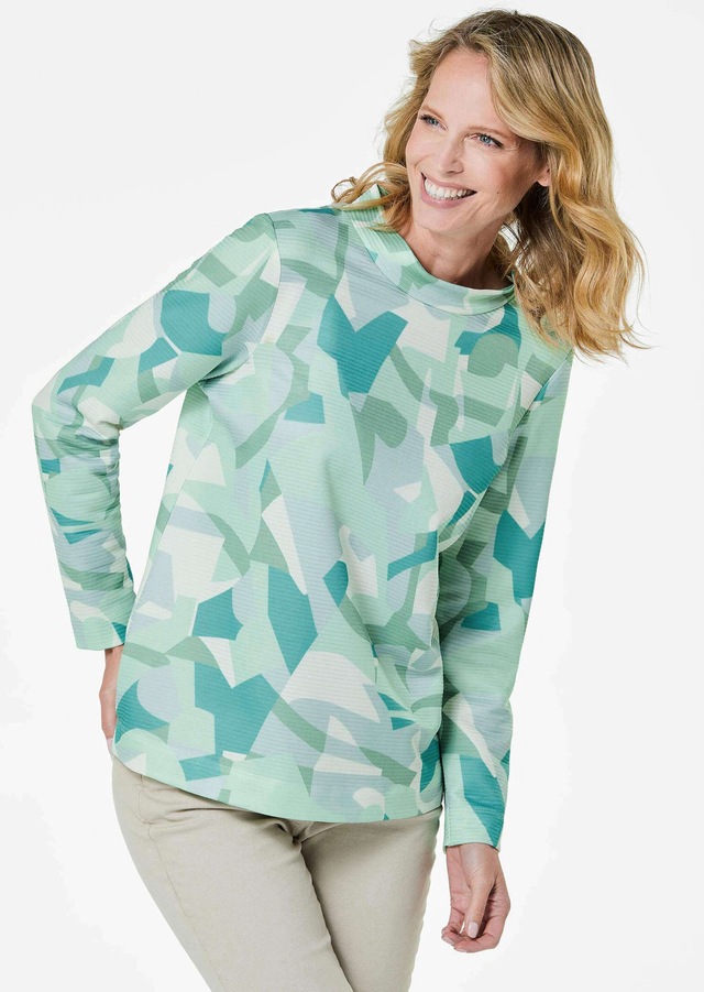 GOLDNER Kurzarmshirt »Kurzgröße Sweatshirt« Ottomanoptik