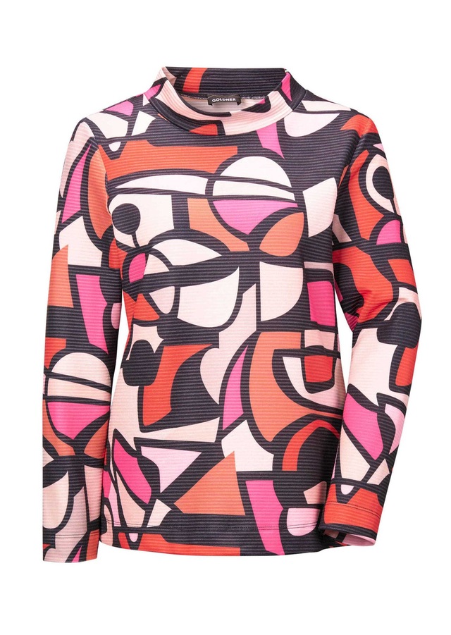 GOLDNER Kurzarmshirt »Kurzgröße Sweatshirt« Ottomanoptik