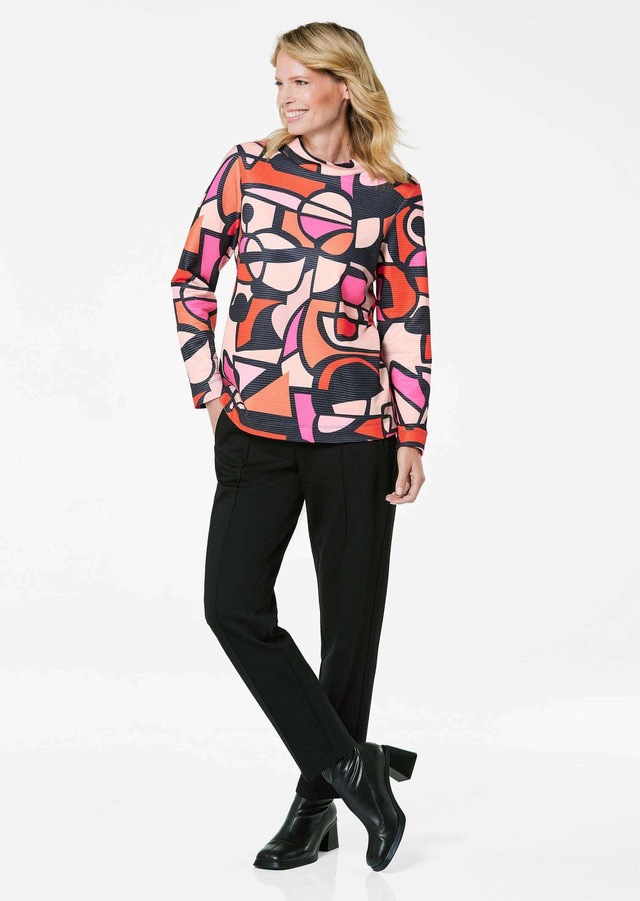 GOLDNER Kurzarmshirt »Kurzgröße Sweatshirt« Ottomanoptik