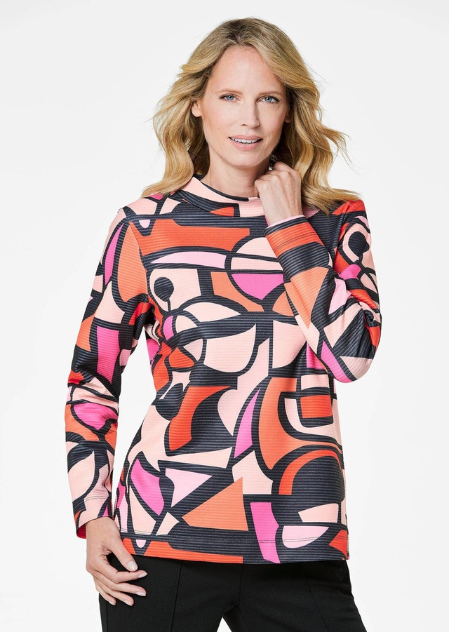 GOLDNER Kurzarmshirt »Kurzgröße Sweatshirt« Ottomanoptik