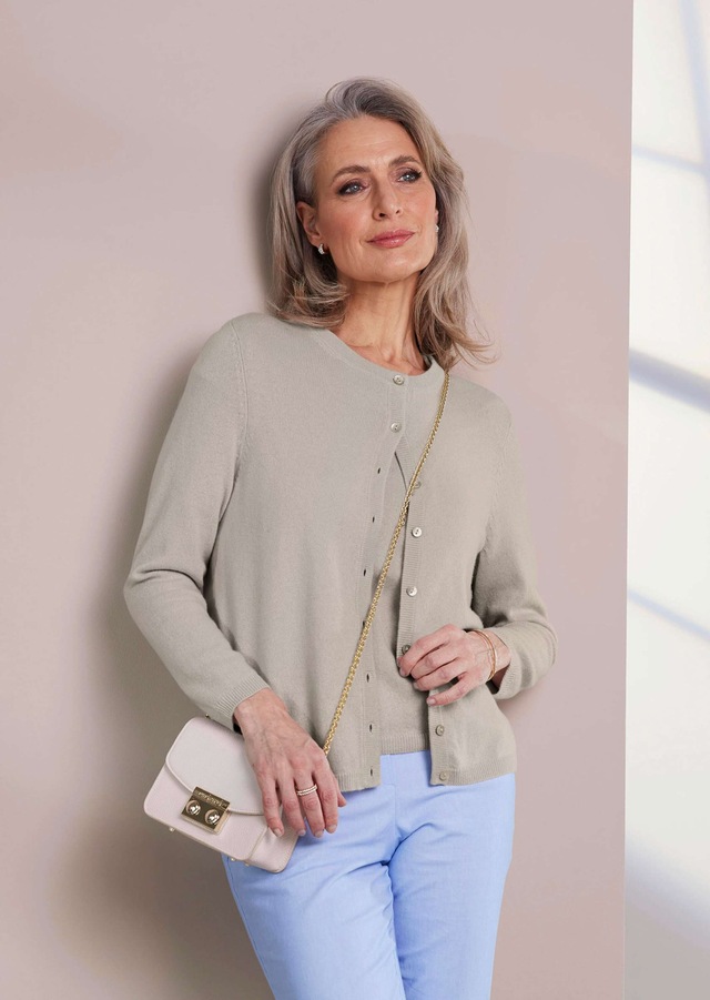 GOLDNER Strickjacke »Eleganter Herbstcardigan mit Rundhals« Ohne