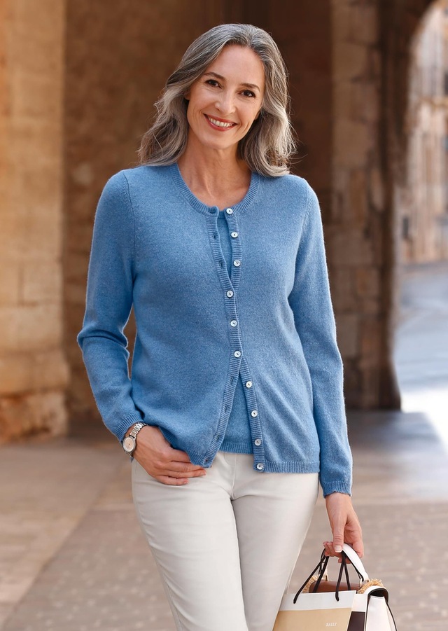 GOLDNER Strickjacke »Eleganter Herbstcardigan mit Rundhals« Ohne