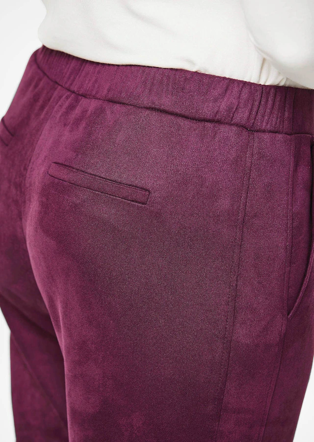 GOLDNER Chinohose »Kurzgröße Knöchellange Velourslederhose LOUISA« Zierleistentaschen hinten