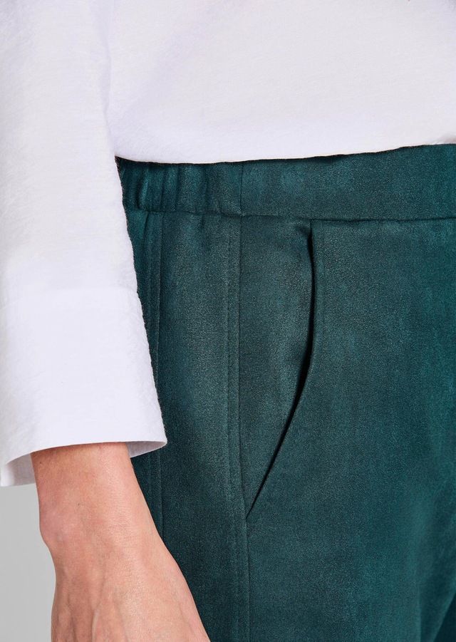 GOLDNER Chinohose »Kurzgröße Knöchellange Velourslederhose LOUISA« Zierleistentaschen hinten