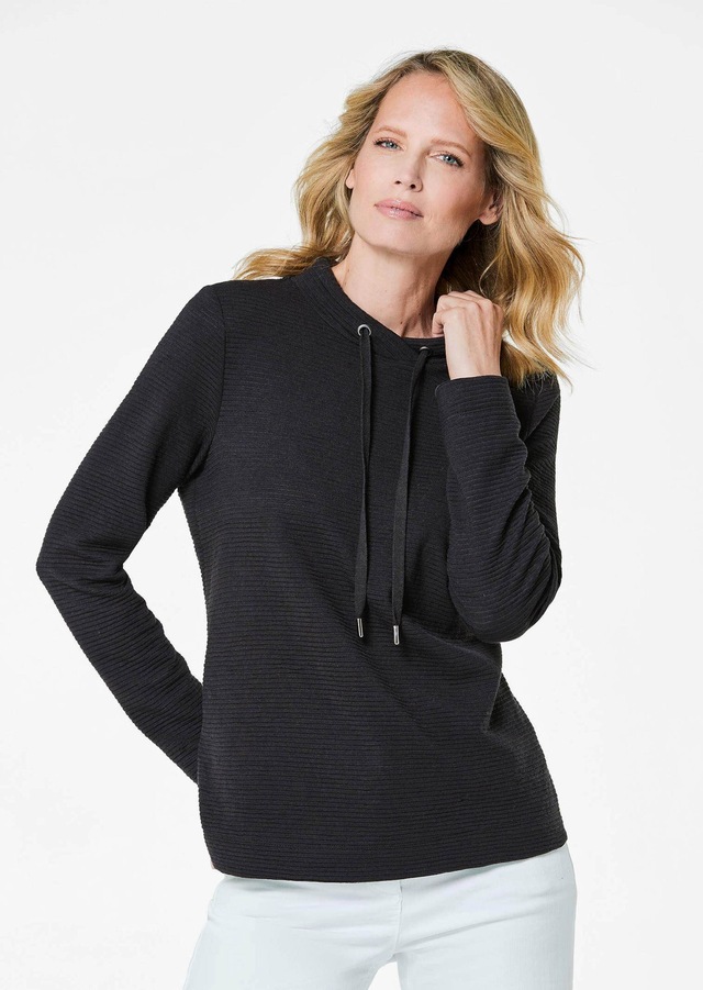 GOLDNER Kurzarmshirt »Kurzgröße Langarm Viskose-Pullover, Stehbund« Sonstige