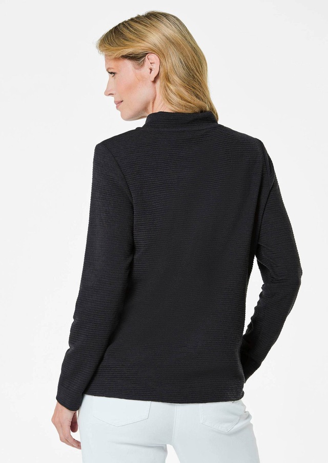 GOLDNER Kurzarmshirt »Kurzgröße Langarm Viskose-Pullover, Stehbund« Sonstige
