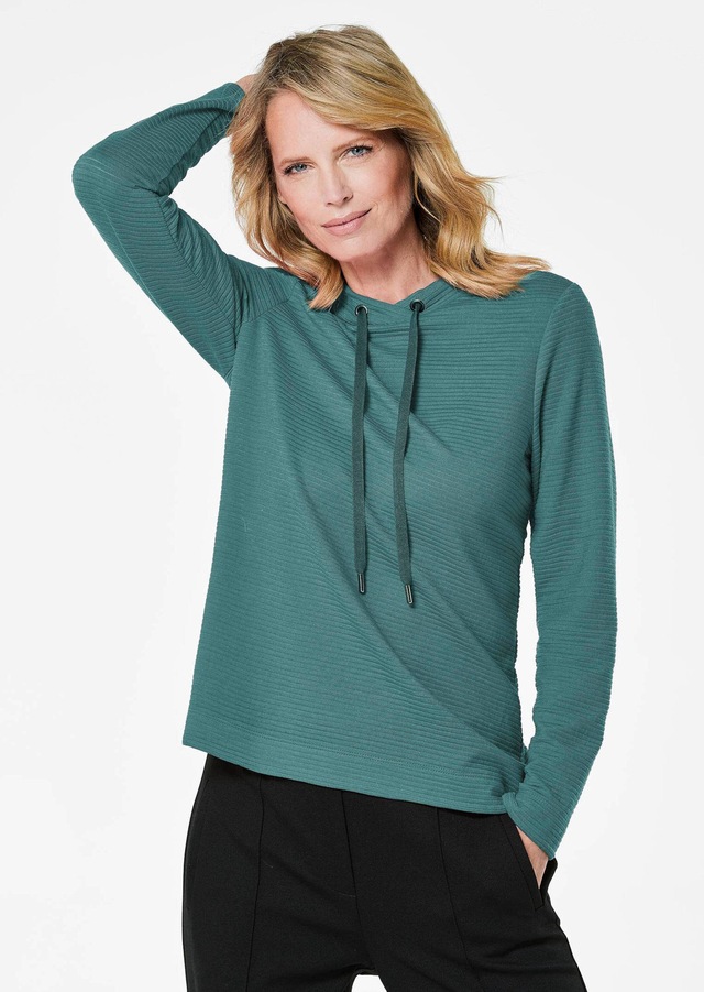 GOLDNER Kurzarmshirt »Kurzgröße Langarm Viskose-Pullover, Stehbund« Sonstige
