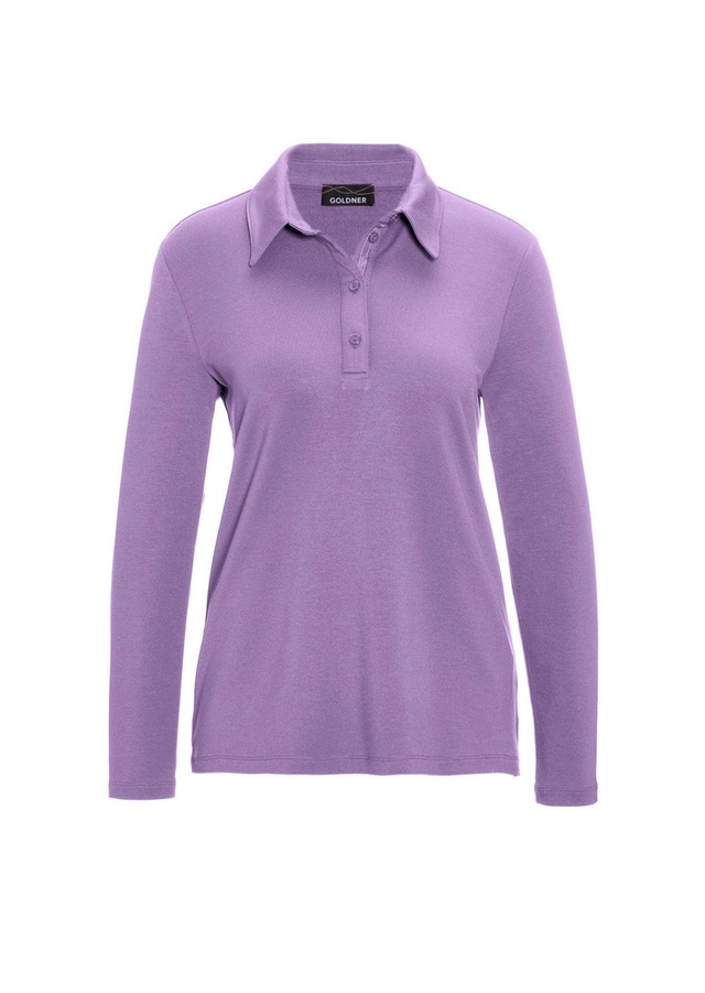 GOLDNER Poloshirt »Langarm Poloshirt mit Schmuckband an Knopfleiste« Ohne