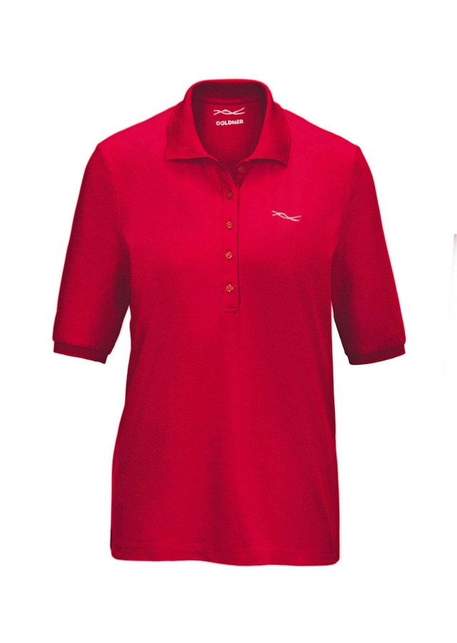 GOLDNER Poloshirt »Kurzgröße Baumwollshirt mit Glitzerstickerei« Ohne