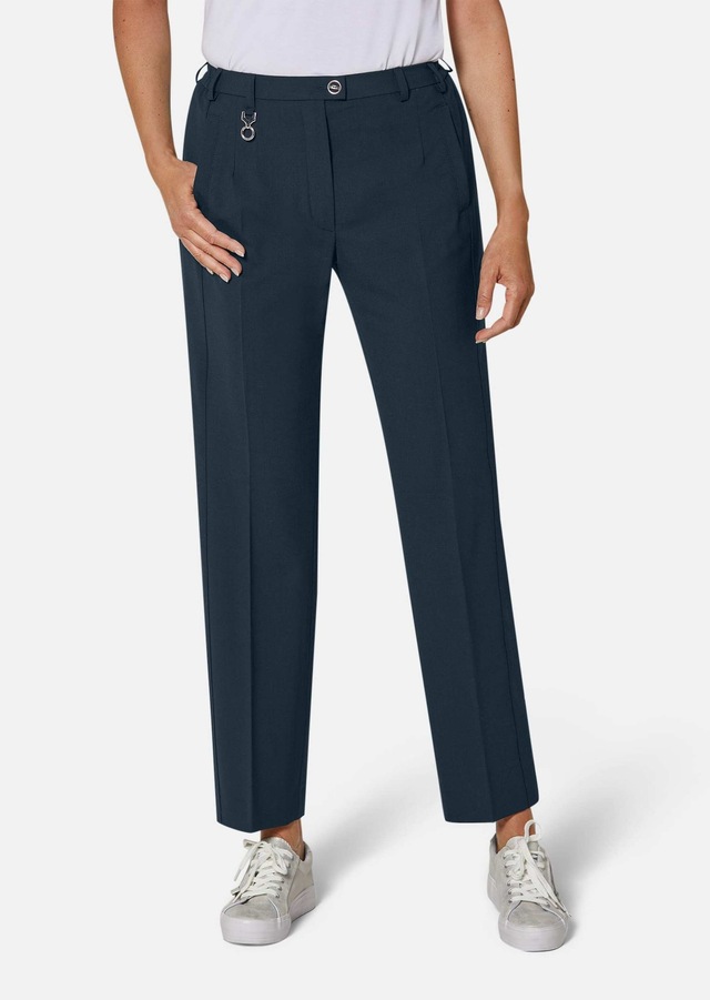 GOLDNER Stoffhose »Kurzgröße Elegante Stretchhose mit Bügelfalten« Bund mit dekorativem Zierteil