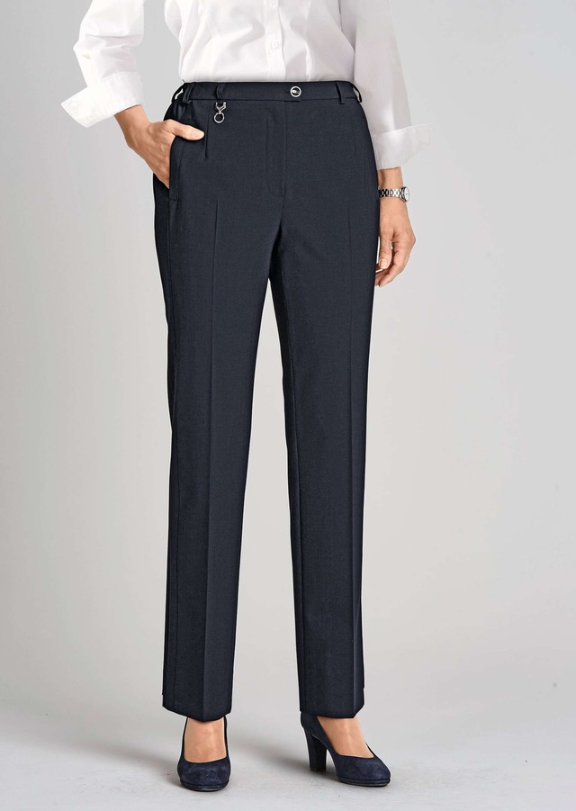 GOLDNER Stoffhose »Kurzgröße Elegante Stretchhose mit Bügelfalten« Bund mit dekorativem Zierteil