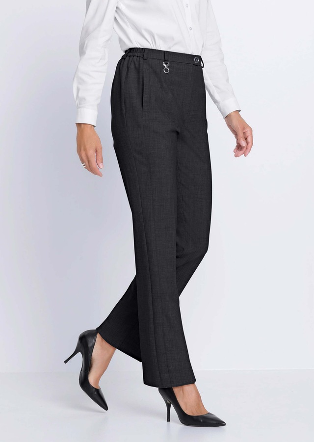 GOLDNER Stoffhose »Kurzgröße Elegante Stretchhose mit Bügelfalten« Bund mit dekorativem Zierteil