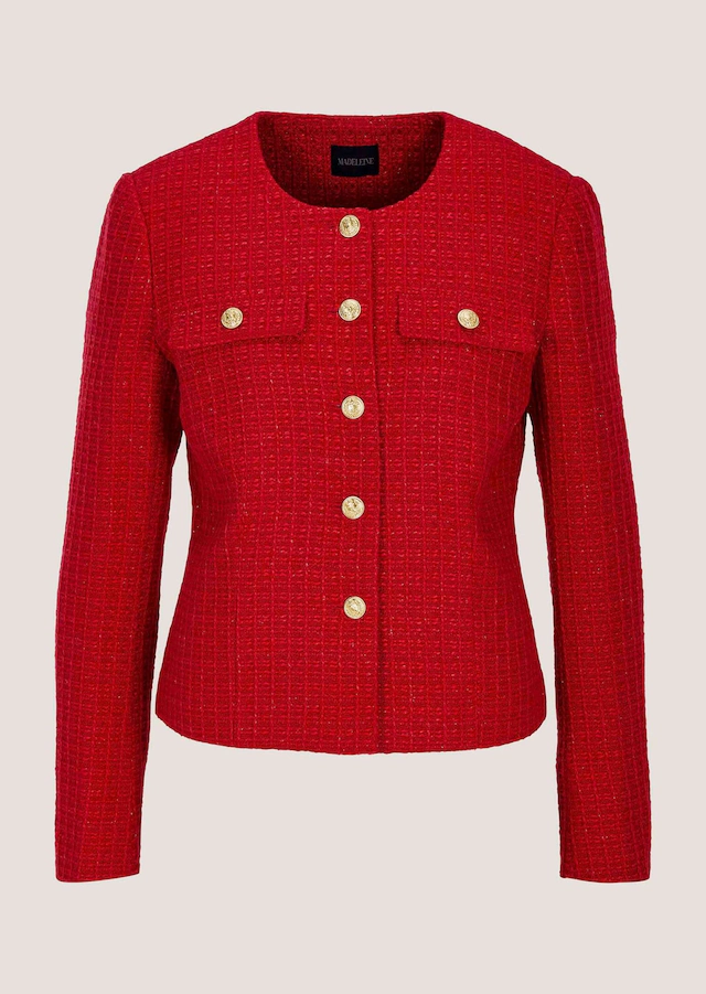 MADELEINE Jerseyblazer »Blazer Eleganter Kurzblazer ohne Kragen«