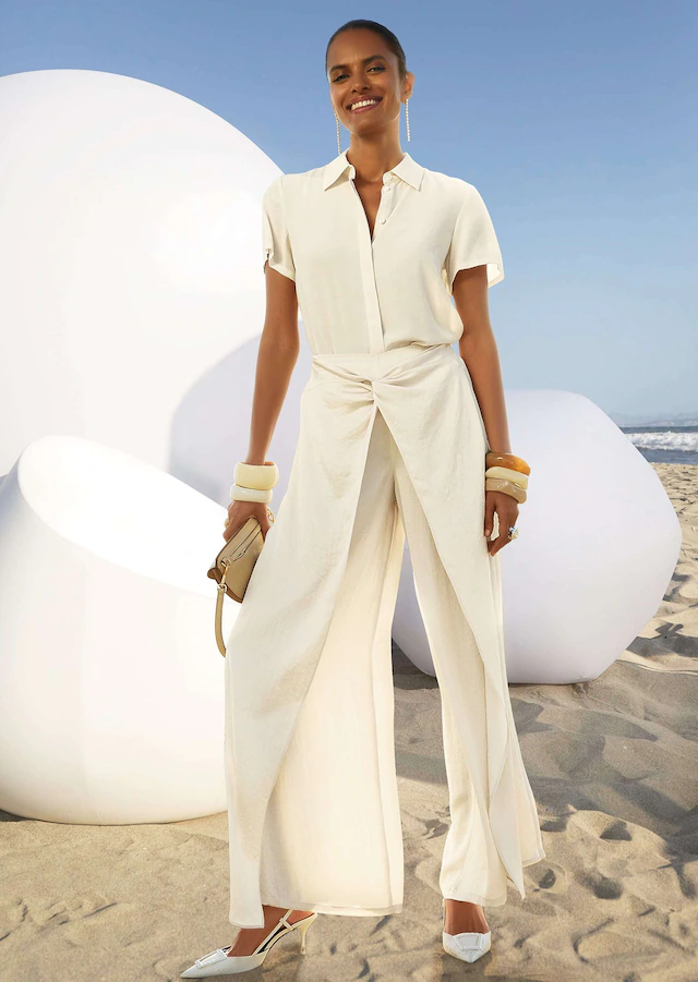 MADELEINE Stoffhose »Palazzo-Hose Sommerliche Stoffhose mit Überwurf« Weite Hose mit Überwurf