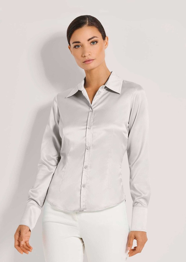 MADELEINE Hemdbluse »Bluse Hemdbluse mit glänzendem Finish« Satinbluse