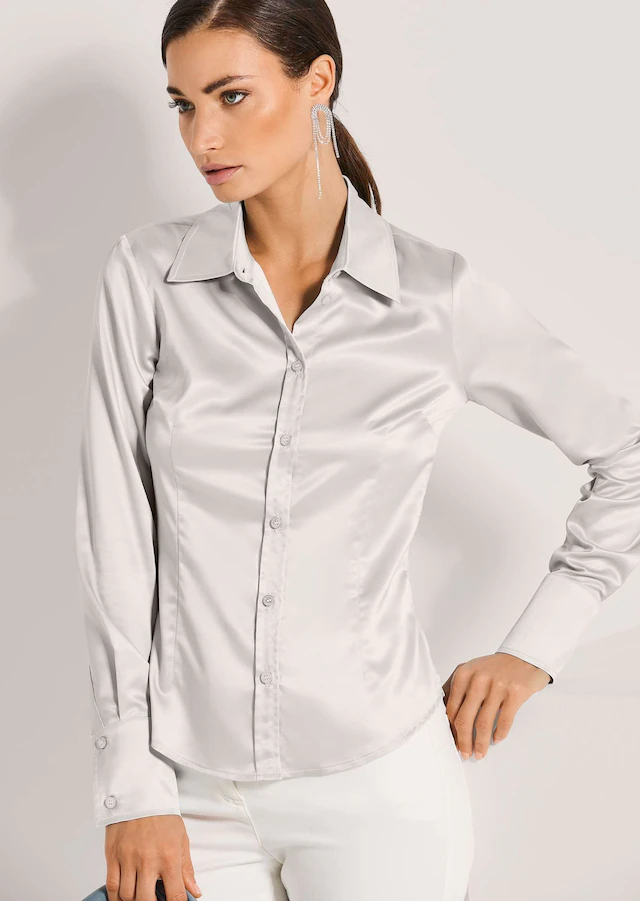 MADELEINE Hemdbluse »Bluse Hemdbluse mit glänzendem Finish« Satinbluse