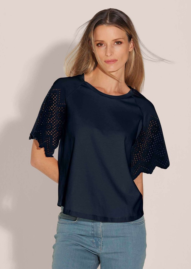 MADELEINE Shirtbluse »Blusenshirt Kurzes Sommerbluse mit Lochstickerei«
