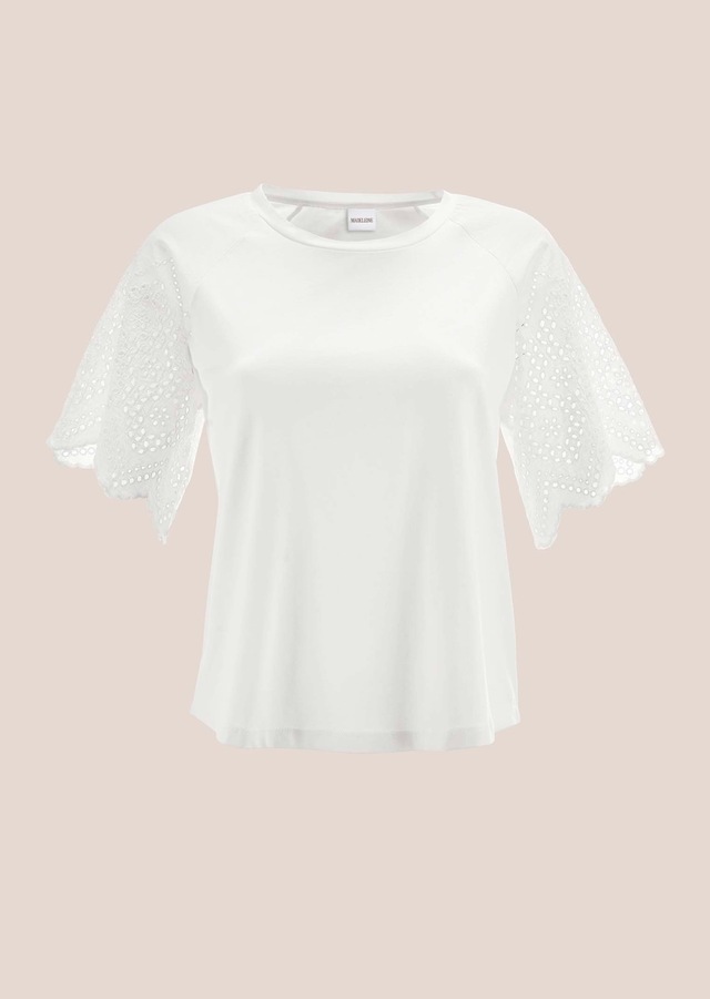 MADELEINE Shirtbluse »Blusenshirt Kurzes Sommerbluse mit Lochstickerei«