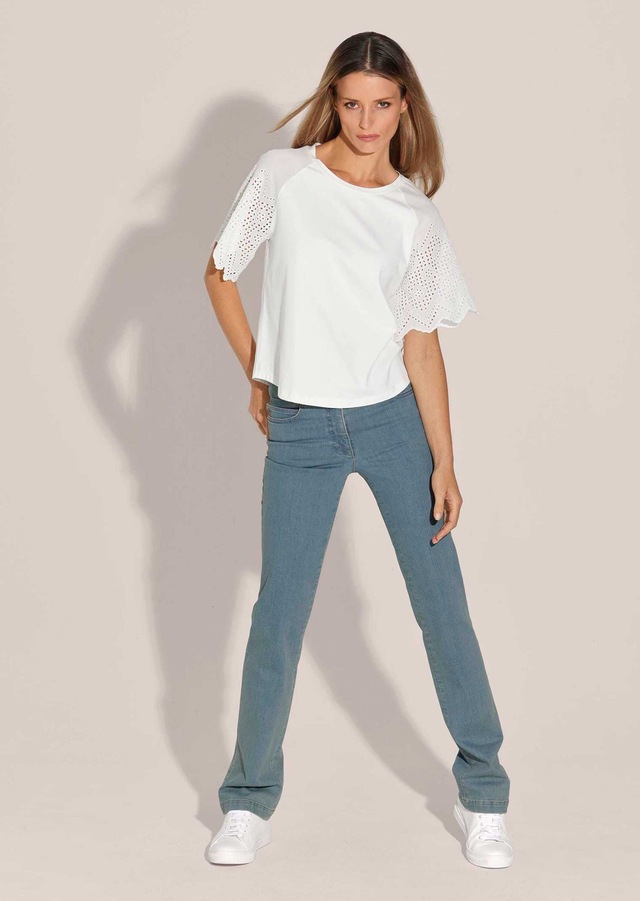 MADELEINE Shirtbluse »Blusenshirt Kurzes Sommerbluse mit Lochstickerei«