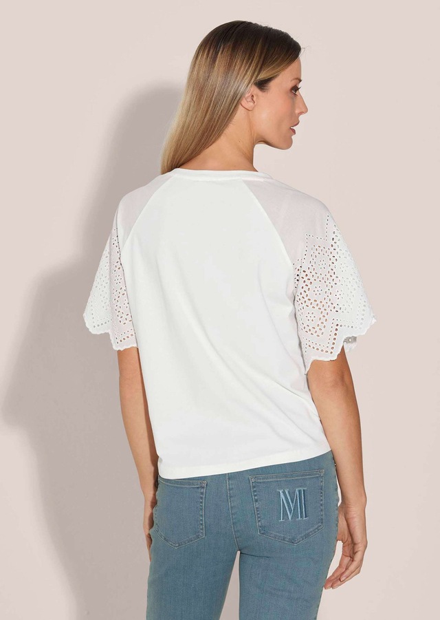 MADELEINE Shirtbluse »Blusenshirt Kurzes Sommerbluse mit Lochstickerei«