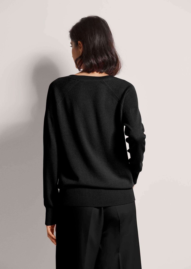 MADELEINE Longpullover »Pullover Kaschmirpullover mit V-Ausschnitt« Edles Maschenbild