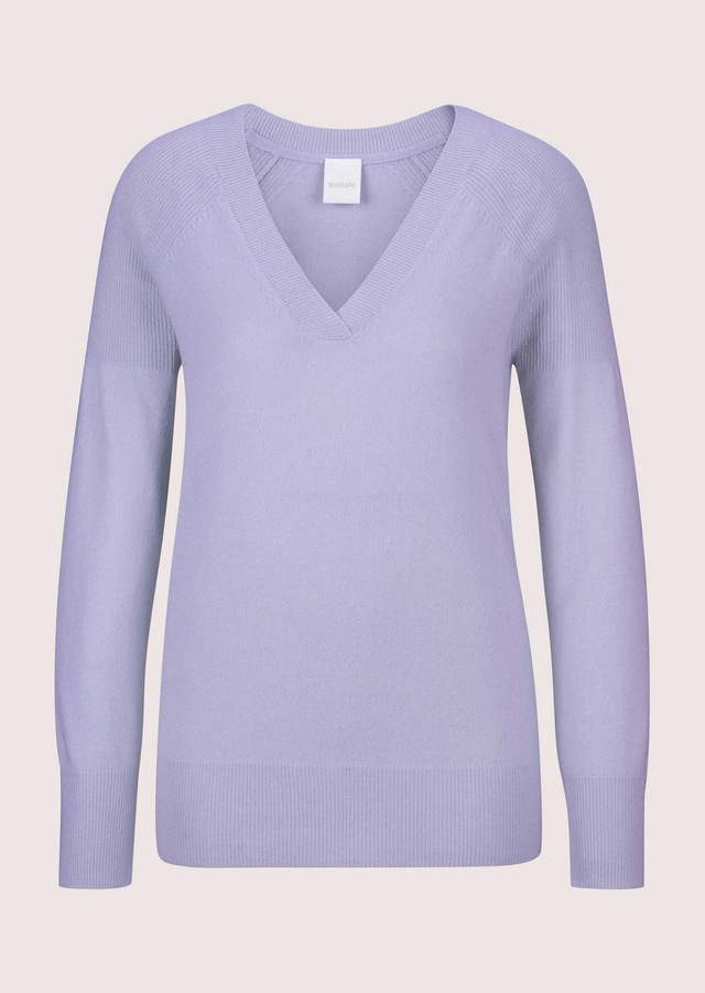 MADELEINE Longpullover »Pullover Kaschmirpullover mit V-Ausschnitt« Edles Maschenbild
