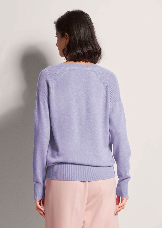 MADELEINE Longpullover »Pullover Kaschmirpullover mit V-Ausschnitt« Edles Maschenbild