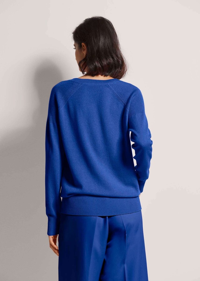 MADELEINE Longpullover »Pullover Kaschmirpullover mit V-Ausschnitt« Edles Maschenbild
