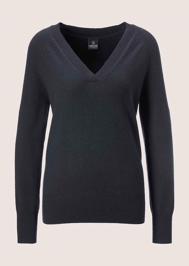 MADELEINE Longpullover »Pullover Kaschmirpullover mit V-Ausschnitt« Edles Maschenbild