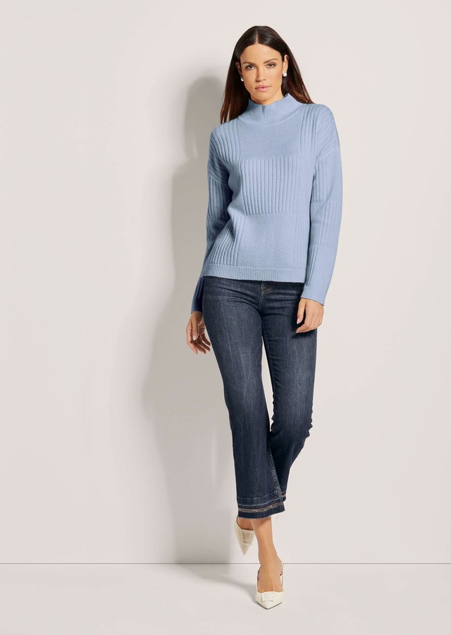 MADELEINE Longpullover »Pullover Langarm Stehkragen-Pullover, Wolle«