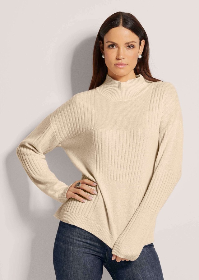 MADELEINE Longpullover »Pullover Langarm Stehkragen-Pullover, Wolle«