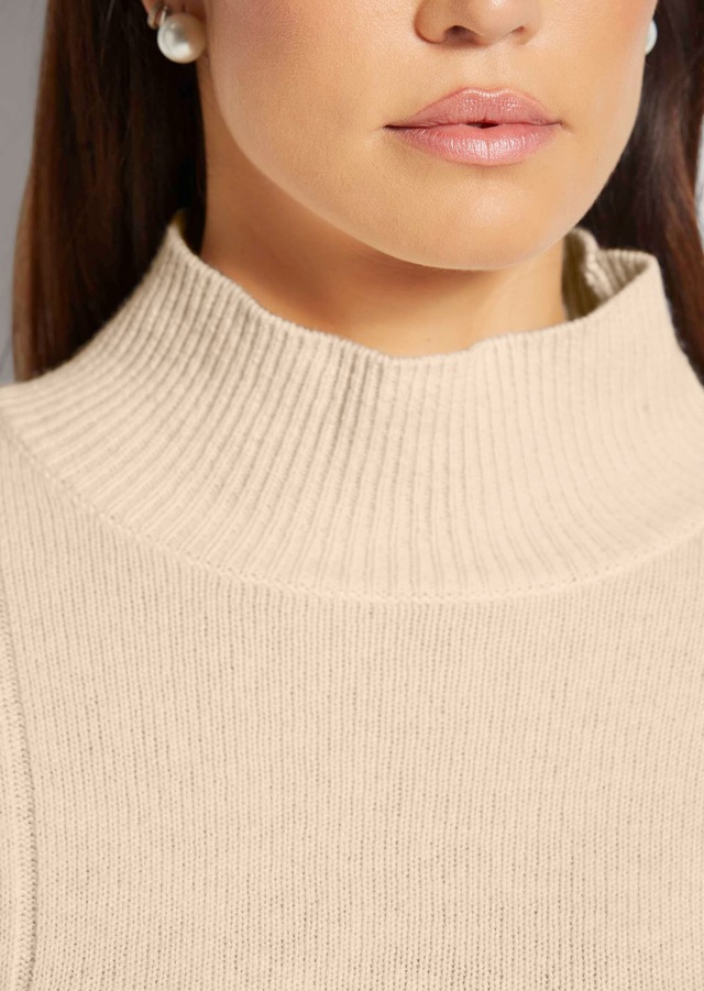 MADELEINE Longpullover »Pullover Langarm Stehkragen-Pullover, Wolle«