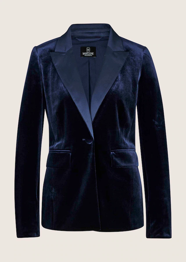 MADELEINE Longblazer »Samtjacke Samtblazer mit Reverskragen« Samtblazer mit Satin-Reverskragen