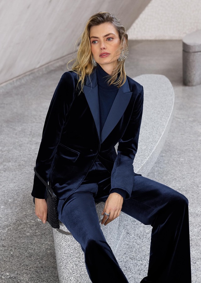 MADELEINE Longblazer »Samtjacke Samtblazer mit Reverskragen« Samtblazer mit Satin-Reverskragen