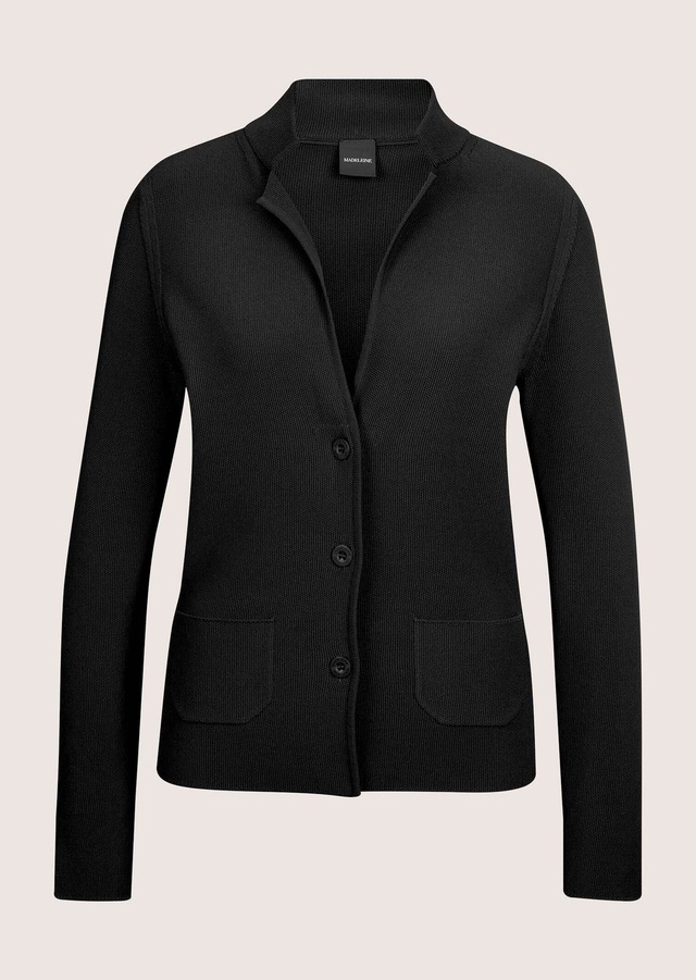 MADELEINE Strickjacke »Strickblazer Sportiver Blazer mit Stehkragen« modische Schlitze am Armabschluß