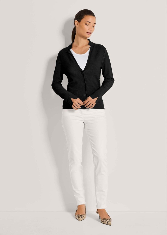 MADELEINE Strickjacke »Strickblazer Sportiver Blazer mit Stehkragen« modische Schlitze am Armabschluß
