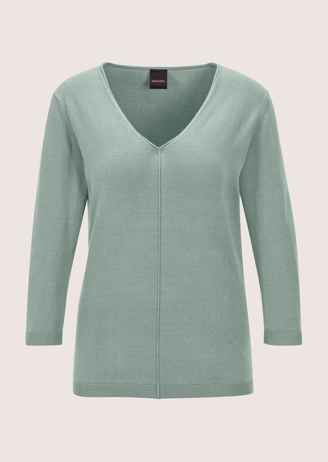 MADELEINE Longpullover »Strickpullover Schlichter Baumwollpullover mit V-Ausschnitt«