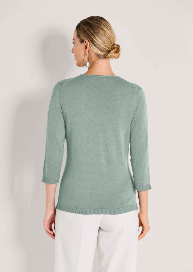 MADELEINE Longpullover »Strickpullover Schlichter Baumwollpullover mit V-Ausschnitt«