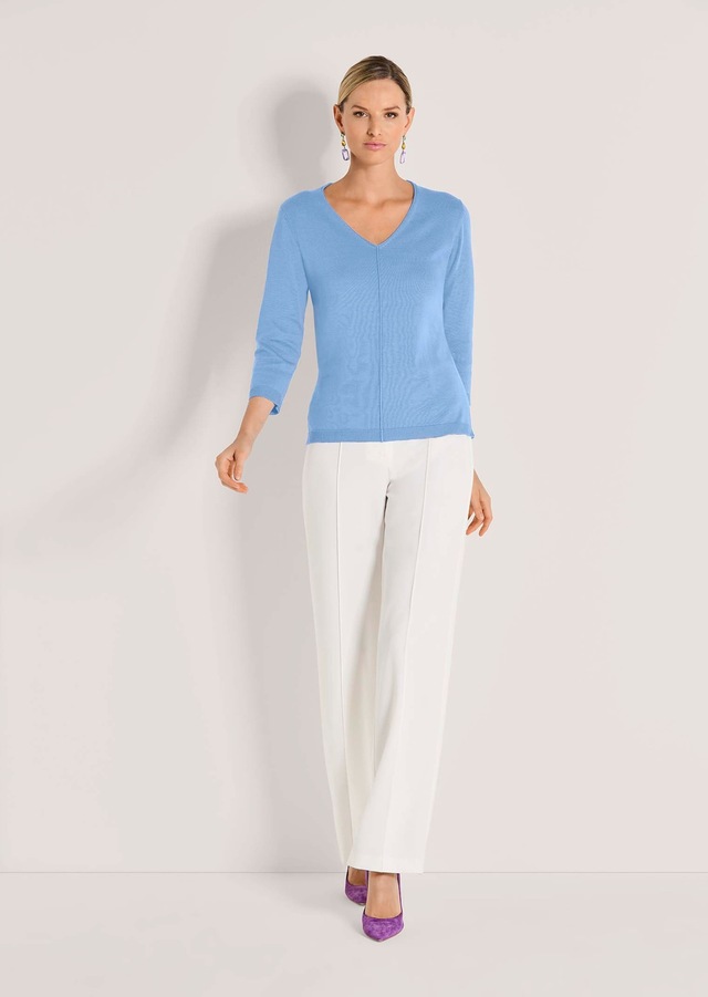 MADELEINE Longpullover »Strickpullover Schlichter Baumwollpullover mit V-Ausschnitt«