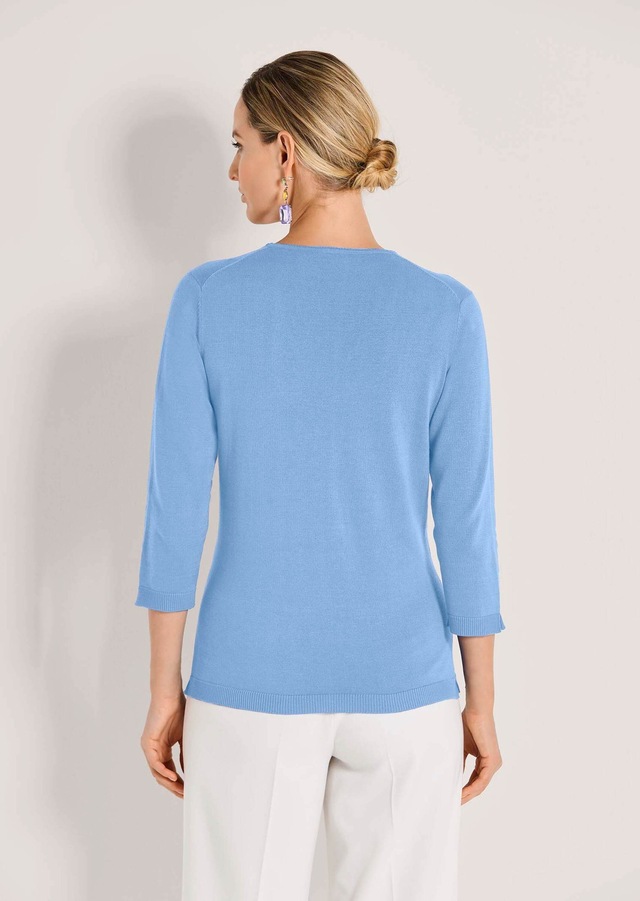 MADELEINE Longpullover »Strickpullover Schlichter Baumwollpullover mit V-Ausschnitt«